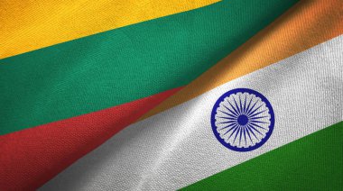 Litvanya ve Hindistan iki bayraklar tekstil kumaş, kumaş doku