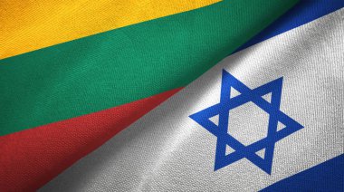 Litvanya ve İsrail iki bayraklar tekstil kumaş, kumaş doku