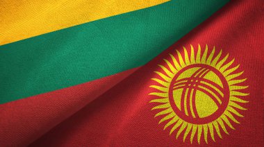 Litvanya ve Kırgızistan iki bayrak tekstil kumaş, kumaş doku