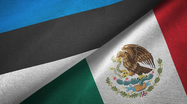 Estonia y México dos banderas tela textil, textura de la tela — Foto de Stock