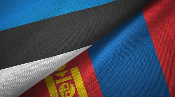 Estonya ve Moğolistan iki bayraklar tekstil kumaş, kumaş doku