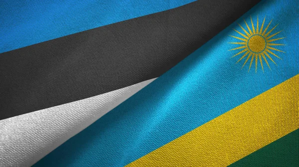 Estonya ve Ruanda iki bayrak tekstil kumaş, kumaş doku