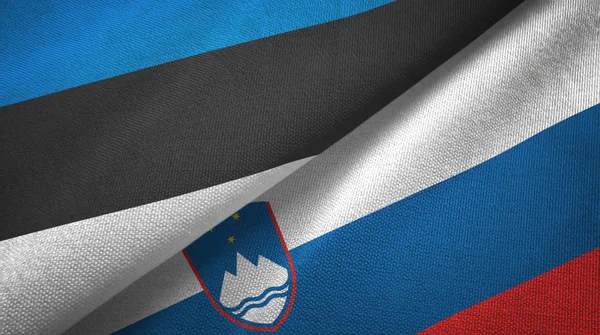 Estonia and Slovenia two flags textile cloth, fabric texture