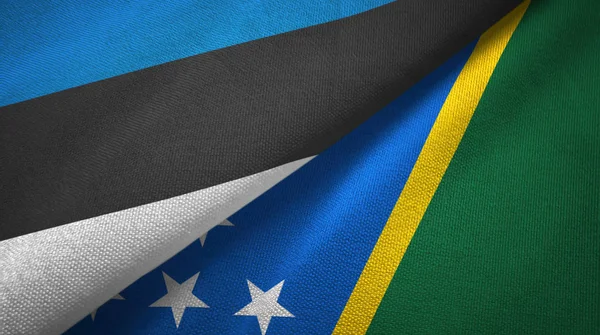 Estonia and Solomon Islands two flags textile cloth, fabric texture