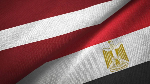 Latvia and Egypt two flags textile cloth