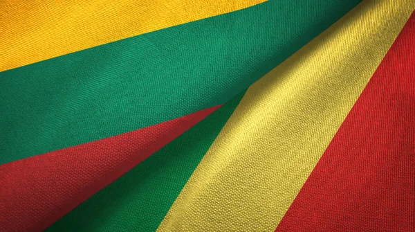 Lithuania and Congo two flags textile cloth, fabric texture — Stock Photo, Image