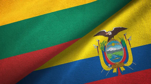 Litauen och Ecuador två flaggor textil tyg, tyg konsistens — Stockfoto