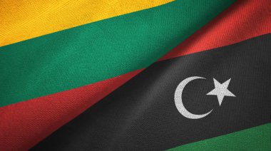 Litvanya ve Libya iki bayrak tekstil kumaş, kumaş doku