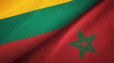 Litvanya ve Fas iki bayraklar tekstil kumaş, kumaş doku