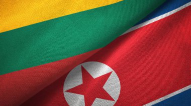 Litvanya ve Kuzey Kore iki bayraklar tekstil kumaş, kumaş doku