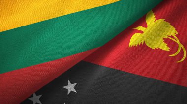 Litvanya ve Papua Yeni Gine iki bayraklar tekstil kumaş, kumaş doku