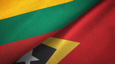 Litvanya ve Timor-Leste Doğu Timor iki bayraklar tekstil kumaş, kumaş doku