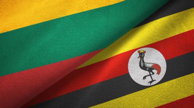 Litvanya ve Uganda iki bayraklar tekstil kumaş, kumaş doku