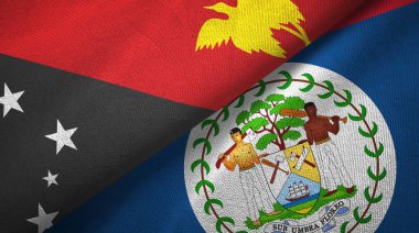 Papua Yeni Gine ve Belize iki bayraklar tekstil kumaş, kumaş doku 