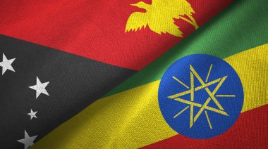 Papua Yeni Gine ve Etiyopya iki bayraklar tekstil kumaş, kumaş doku