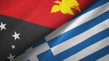 Papua Yeni Gine ve Yunanistan iki bayraktekstil kumaş, kumaş doku