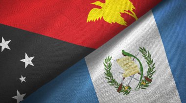 Papua Yeni Gine ve Guatemala iki bayraklar tekstil kumaş, kumaş doku