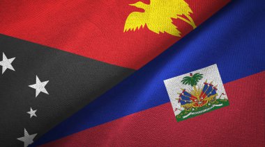 Papua Yeni Gine ve Haiti iki bayraklar tekstil kumaş, kumaş doku