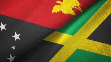 Papua Yeni Gine ve Jamaika iki bayraklar tekstil kumaş, kumaş doku