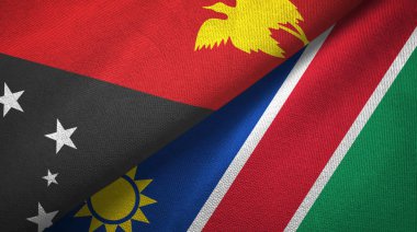 Papua Yeni Gine ve Namibya iki bayraklar tekstil kumaş, kumaş doku