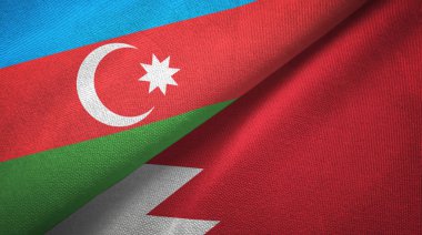 Azerbaycan ve Bahreyn iki bayrak lı tekstil kumaş, kumaş dokusu 