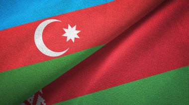 Azerbaycan ve Beyaz Rusya iki bayraklı tekstil kumaş, kumaş doku 