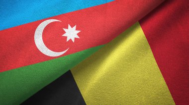 Azerbaycan ve Belçika iki bayrak lı tekstil kumaş, kumaş dokusu 