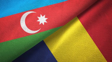 Azerbaycan ve Çad iki bayrak tekstil kumaş, kumaş doku 