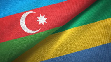 Azerbaycan ve Gabon iki bayraklı tekstil kumaş, kumaş doku