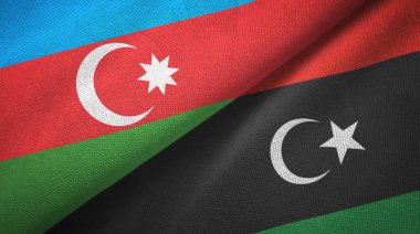 Azerbaycan ve Libya iki bayrak tekstil kumaş, kumaş doku