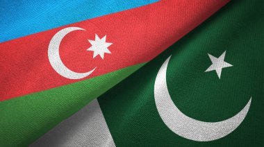 Azerbaycan ve Pakistan iki bayrak lı tekstil kumaş, kumaş dokusu