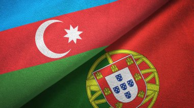 Azerbaycan ve Portekiz iki bayrak lı tekstil kumaş, kumaş dokusu