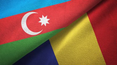 Azerbaycan ve Romanya iki bayrak tekstil kumaş, kumaş doku