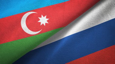 Azerbaycan ve Rusya iki bayrak lı tekstil kumaş, kumaş dokusu