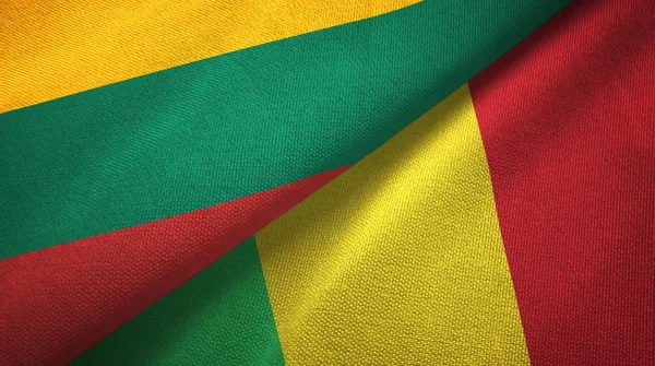 Lithuania and Mali two flags textile cloth, fabric texture — Stock Photo, Image