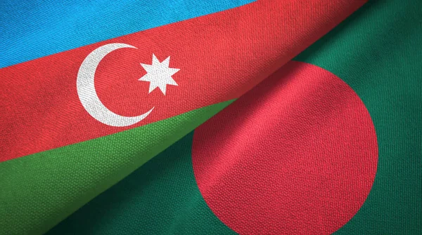 Ázerbájdžán a Bangladéš – dvě vlajky textilní tkaniny, textura — Stock fotografie