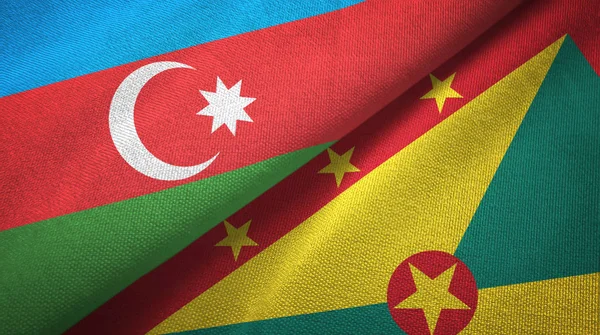 Azerbaiyán y Granada dos banderas tela textil, textura de la tela — Foto de Stock