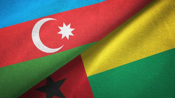 Azerbaijan and Guinea-Bissau two flags textile cloth, fabric texture — Stock Photo, Image