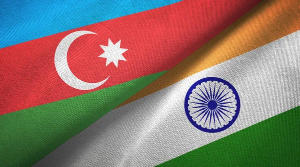 Azerbaijan and India two flags textile cloth, fabric texture