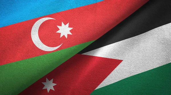 Azerbaijan and Jordan two flags textile cloth, fabric texture