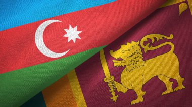 Azerbaycan ve Sri Lanka iki bayrak lı tekstil kumaş, kumaş dokusu