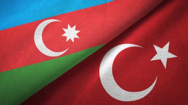 Azerbaycan ve Türkiye'de iki bayrak tekstil kumaş, kumaş doku