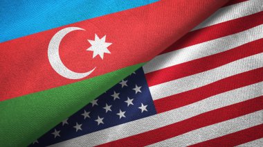 Azerbaycan ve ABD iki bayrak tekstil kumaş, kumaş doku