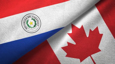 Paraguay ve Kanada iki bayraklar tekstil kumaş, kumaş doku 