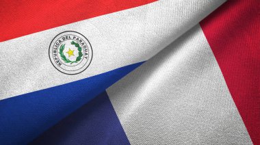Paraguay ve Fransa iki bayraklar tekstil kumaş, kumaş doku