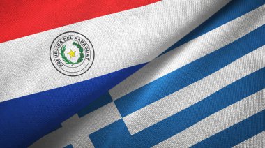 Paraguay ve Yunanistan iki bayraktekstil kumaş, kumaş doku