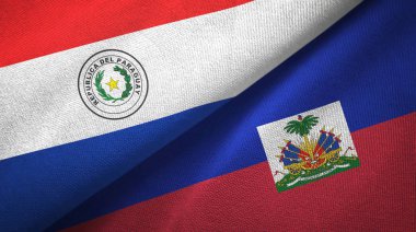 Paraguay ve Haiti iki bayraklar tekstil kumaş, kumaş doku