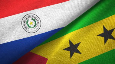 Paraguay ve Sao Tome ve Principe iki bayraktekstil kumaş, kumaş doku