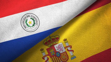 Paraguay ve İspanya iki bayraklar tekstil kumaş, kumaş doku