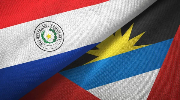 Paraguay y Antigua y Barbuda dos banderas tela textil, textura de la tela — Foto de Stock